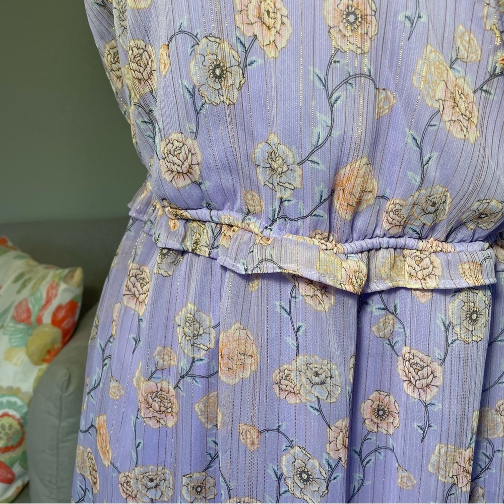 XS M L OX 2X LC Lauren Conrad midi floral green pink purple - Picture 4 of 10